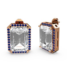 Avis Küpe - Beyaz zirkon ve lab safir 8 ayar rose altın küpe #1som0wq