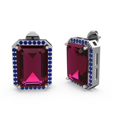 Avis Küpe - Rodolit garnet ve lab safir 18 ayar beyaz altın küpe #1yzx19p