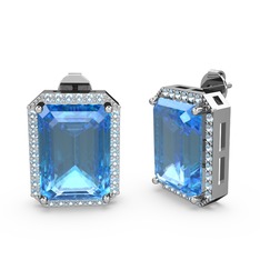 Avis Küpe - Akuamarin 925 ayar gümüş küpe #305jdm