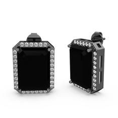 Avis Küpe - Siyah zirkon ve swarovski 925 ayar siyah rodyum kaplama gümüş küpe #41phxu