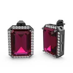 Avis Küpe - Rodolit garnet ve swarovski 925 ayar siyah rodyum kaplama gümüş küpe #4qayoq