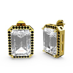 Avis Küpe - Swarovski ve siyah zirkon 8 ayar altın küpe #55hqki