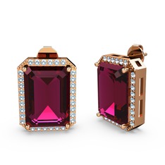 Avis Küpe - Rodolit garnet ve akuamarin 925 ayar rose altın kaplama gümüş küpe #6mf8a0