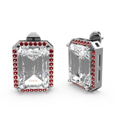 Avis Küpe - Swarovski ve garnet 14 ayar beyaz altın küpe #6qv9z2