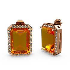 Avis Küpe - Sitrin ve dumanlı kuvars 925 ayar rose altın kaplama gümüş küpe #7fhmtu