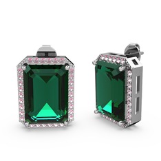 Avis Küpe - Yeşil kuvars ve pembe kuvars 925 ayar gümüş küpe #8fd9uu