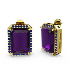 Avis Küpe - Ametist ve lab safir 14 ayar altın küpe #8howrl