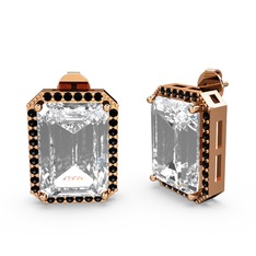 Avis Küpe - Beyaz zirkon ve siyah zirkon 925 ayar rose altın kaplama gümüş küpe #94fxab