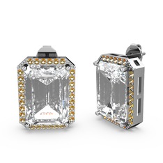 Swarovski ve sitrin 8 ayar beyaz altın küpe