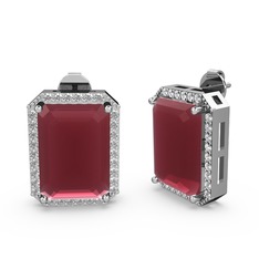 Avis Küpe - Kök yakut ve swarovski 8 ayar beyaz altın küpe #9qpgya