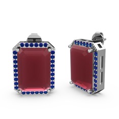 Avis Küpe - Kök yakut ve lab safir 18 ayar beyaz altın küpe #a5ah74