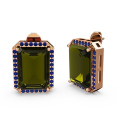 Avis Küpe - Peridot ve lab safir 8 ayar rose altın küpe #avvvzi