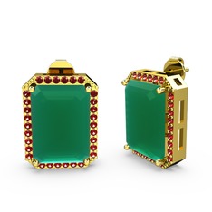 Avis Küpe - Kök zümrüt ve garnet 925 ayar altın kaplama gümüş küpe #cqf08k