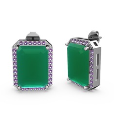 Avis Küpe - Kök zümrüt ve ametist 14 ayar beyaz altın küpe #cx3b4x