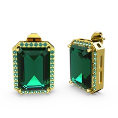 Avis Küpe - Yeşil kuvars 8 ayar altın küpe #d0yaex