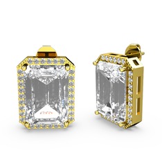 Avis Küpe - Beyaz zirkon ve swarovski 18 ayar altın küpe #dedo7o