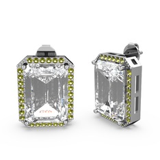 Avis Küpe - Swarovski ve peridot 14 ayar beyaz altın küpe #e1wqhf