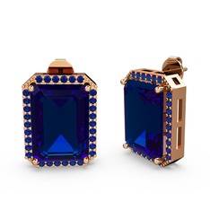 Lab safir 925 ayar rose altın kaplama gümüş küpe