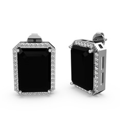 Avis Küpe - Siyah zirkon ve pırlanta 925 ayar gümüş küpe (0.66 karat) #i2heka