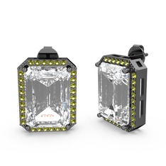 Avis Küpe - Swarovski ve peridot 925 ayar siyah rodyum kaplama gümüş küpe #ijc2os