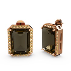 Avis Küpe - Dumanlı kuvars ve sitrin 18 ayar rose altın küpe #iu8kjw