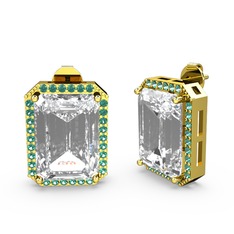 Avis Küpe - Swarovski ve yeşil kuvars 8 ayar altın küpe #ivfu44