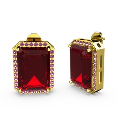 Avis Küpe - Garnet ve rodolit garnet 14 ayar altın küpe #jahk03