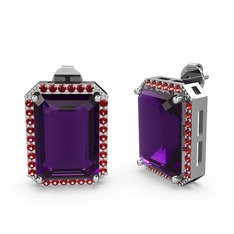 Avis Küpe - Ametist ve garnet 8 ayar beyaz altın küpe #jtijrq