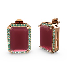 Avis Küpe - Kök yakut ve yeşil kuvars 8 ayar rose altın küpe #kuaz7d