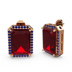 Avis Küpe - Garnet ve lab safir 8 ayar rose altın küpe #nwstt3