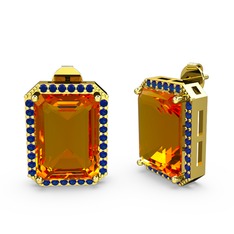 Avis Küpe - Sitrin ve lab safir 18 ayar altın küpe #oydd9v