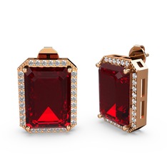 Avis Küpe - Garnet ve beyaz zirkon 925 ayar rose altın kaplama gümüş küpe #qeifba