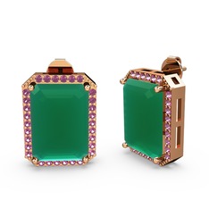 Avis Küpe - Kök zümrüt ve rodolit garnet 8 ayar rose altın küpe #qvazni