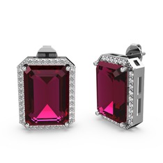 Avis Küpe - Rodolit garnet ve swarovski 14 ayar beyaz altın küpe #r0wb6d