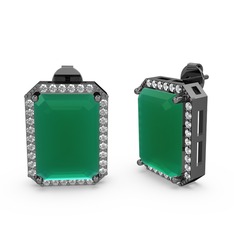 Avis Küpe - Kök zümrüt ve pırlanta 925 ayar siyah rodyum kaplama gümüş küpe (0.66 karat) #s7uyx3