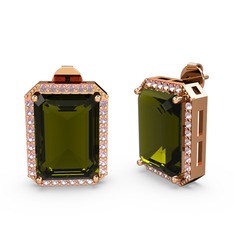 Avis Küpe - Peridot ve pembe kuvars 14 ayar rose altın küpe #sv48yj