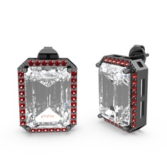 Avis Küpe - Swarovski ve garnet 925 ayar siyah rodyum kaplama gümüş küpe #sx3yk1