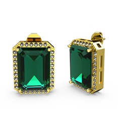 Avis Küpe - Yeşil kuvars ve dumanlı kuvars 925 ayar altın kaplama gümüş küpe #tpwk8