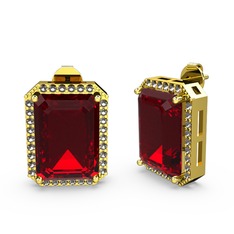 Garnet ve dumanlı kuvars 925 ayar altın kaplama gümüş küpe