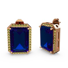 Lab safir ve peridot 18 ayar rose altın küpe