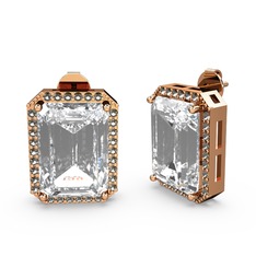 Swarovski ve dumanlı kuvars 14 ayar rose altın küpe