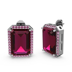 Avis Küpe - Rodolit garnet 18 ayar beyaz altın küpe #wjbgc3