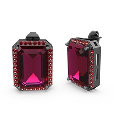 Avis Küpe - Rodolit garnet ve garnet 925 ayar siyah rodyum kaplama gümüş küpe #wrigmc