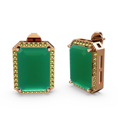 Avis Küpe - Kök zümrüt ve peridot 8 ayar rose altın küpe #x5ho46
