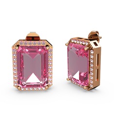 Avis Küpe - Pembe kuvars 14 ayar rose altın küpe #xdswnr