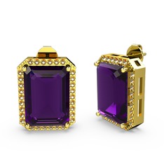 Ametist ve sitrin 8 ayar altın küpe