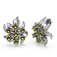 Peridot 14 ayar beyaz altın küpe