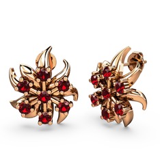 Garnet 925 ayar rose altın kaplama gümüş küpe