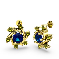 Floren Küpe - Peridot ve lab safir 8 ayar altın küpe #15ivr21