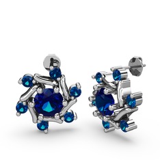 Floren Küpe - Lab safir 18 ayar beyaz altın küpe #19dswne